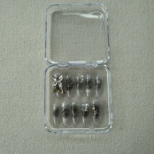 Silver Glitter Press-On Nails